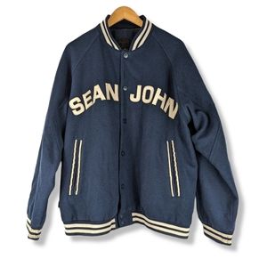 Hip Hop Wool Bomber Jacket In Navy Mens 